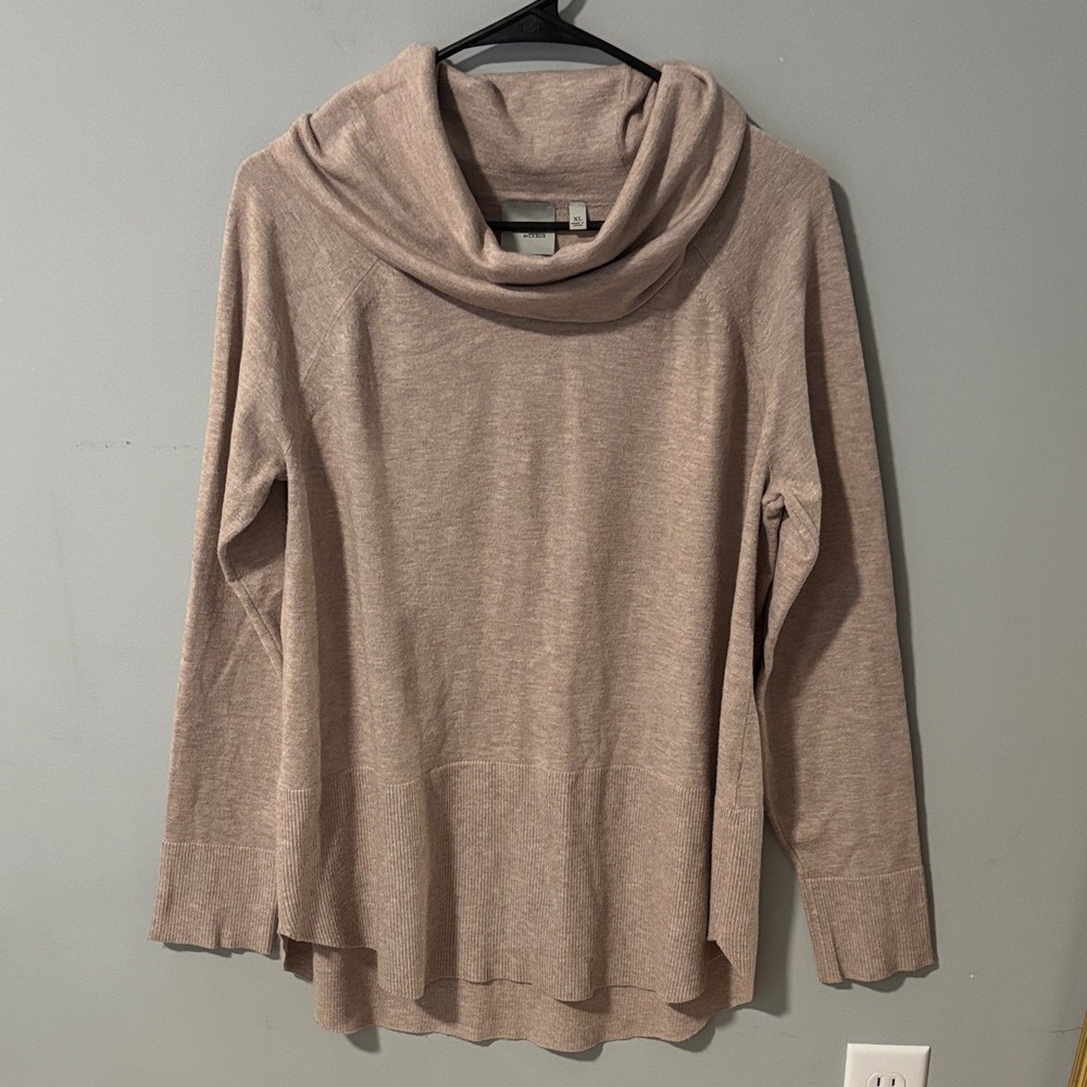 Raya by Cyrus Soft Lightweight Brown CowlNeck Sweater Tunic Classic Quiet Luxury